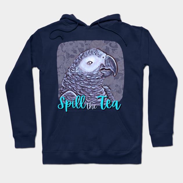 Spill the Tea African Grey Parrot Hoodie by Nat Rodgers 